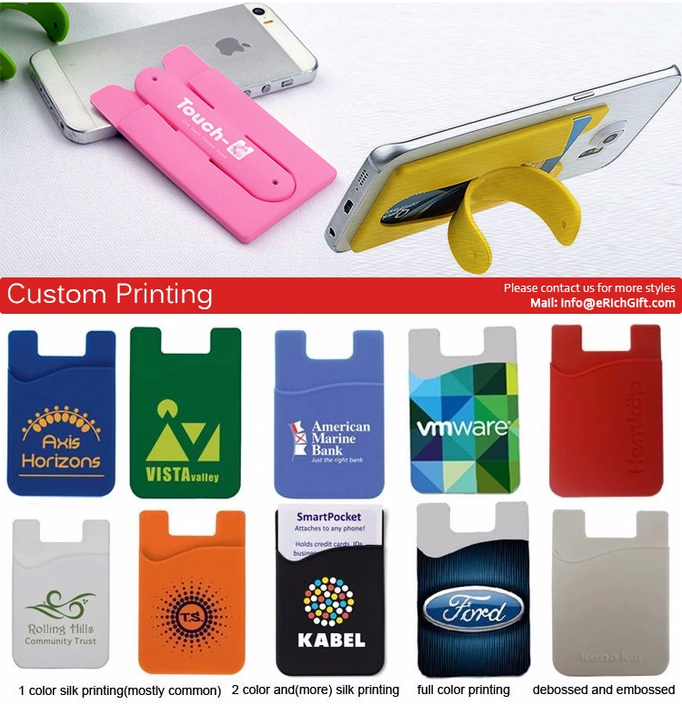 Cheap Customized 3m Sticker Silicone Rubber Smart Phone Card Pocket Mobile Phone Accessories Case Wallet Silicon Cell Phone Back Business Credit Card Holder