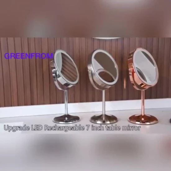 Espelho de mesa recarregável de 7 pol. HD de dois lados para maquiagem