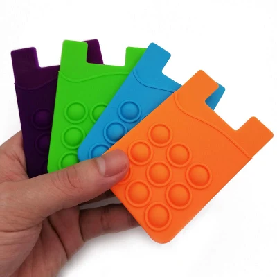 Bolso duplo elástico de silicone estirável para celular ID titular do cartão de crédito adesivo carteira universal estojo porta cartão