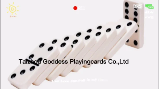 Conjunto de dominó vermelho profissional de plástico duplo conjunto de seis dominós com caixa de couro