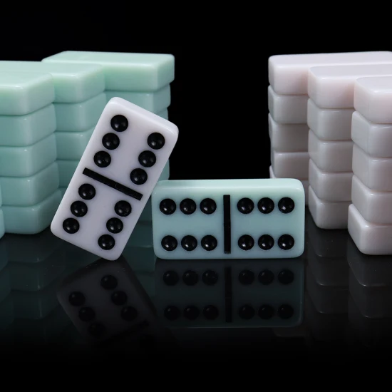 Conjunto de dominó de marfim jumbo duplo de 6 cristais com logotipo personalizado para jogos de cassino