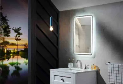 Atacado decoração para casa luz de parede luxo vaidade defogger sala de estar maquiagem cosmotic led banheiro espelho inteligente com exibição de tempo