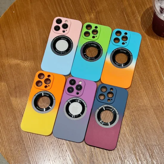 Estojo de telefone para PC com gradiente de cor de proteção total da moda, venda imperdível para iPhone