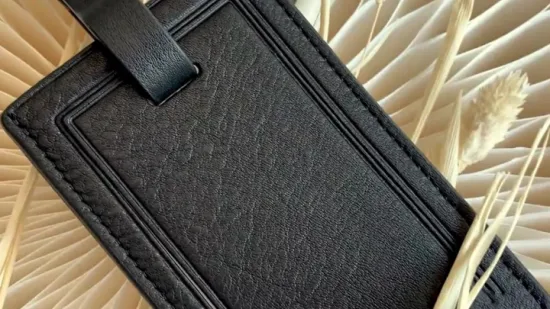 Etiqueta de bagagem de couro genuíno de alta qualidade com alça