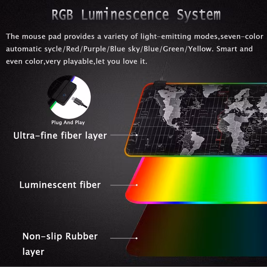 Grande logotipo personalizado de borracha mousepad de promoção presente tapete de mouse para jogos mapa do mundo tapete de mesa led rgb mouse pad acessórios de computador