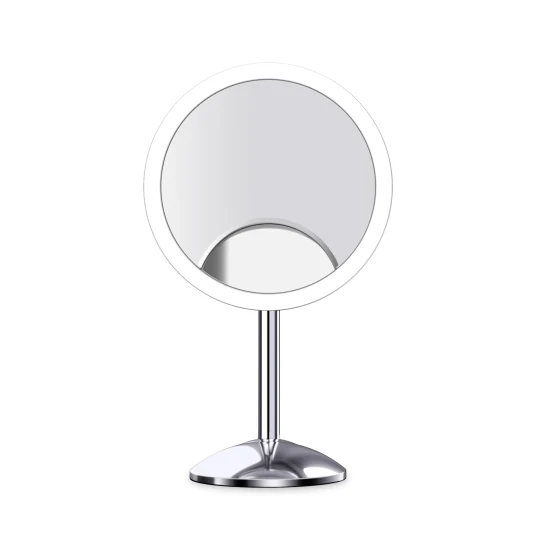 Espelho de maquiagem brilhante Lupa LED de mesa