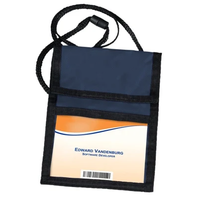 Titular de cartão Oxford tecido poliéster Cordão Zíper PVC Protetor de passaporte Porta cartão de identificação para exposição